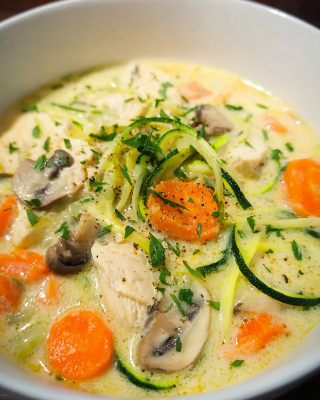 Cremige Low-Carb Hähnchensuppe