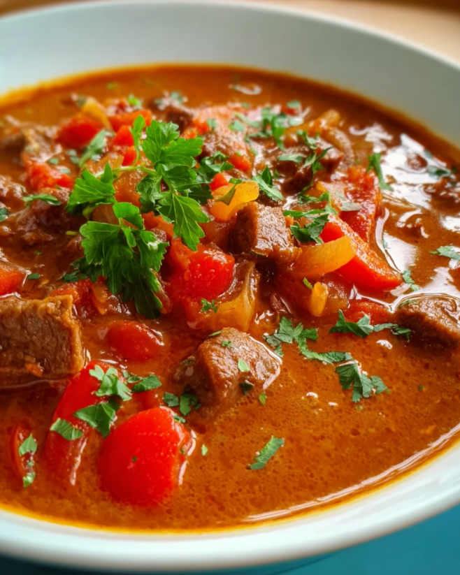 Herzhafte Low Carb Gulaschsuppe