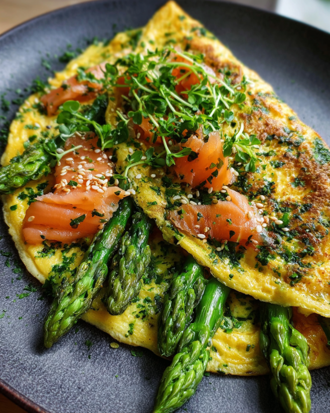 Kräuter Omelett Spargel Lachs
