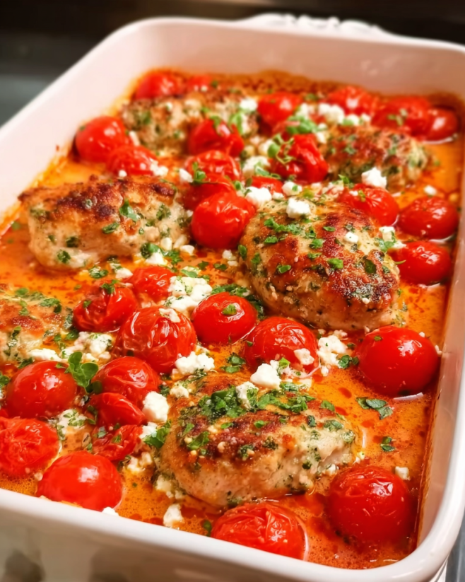 Überbackene Putenschnitzel Tomaten Feta
